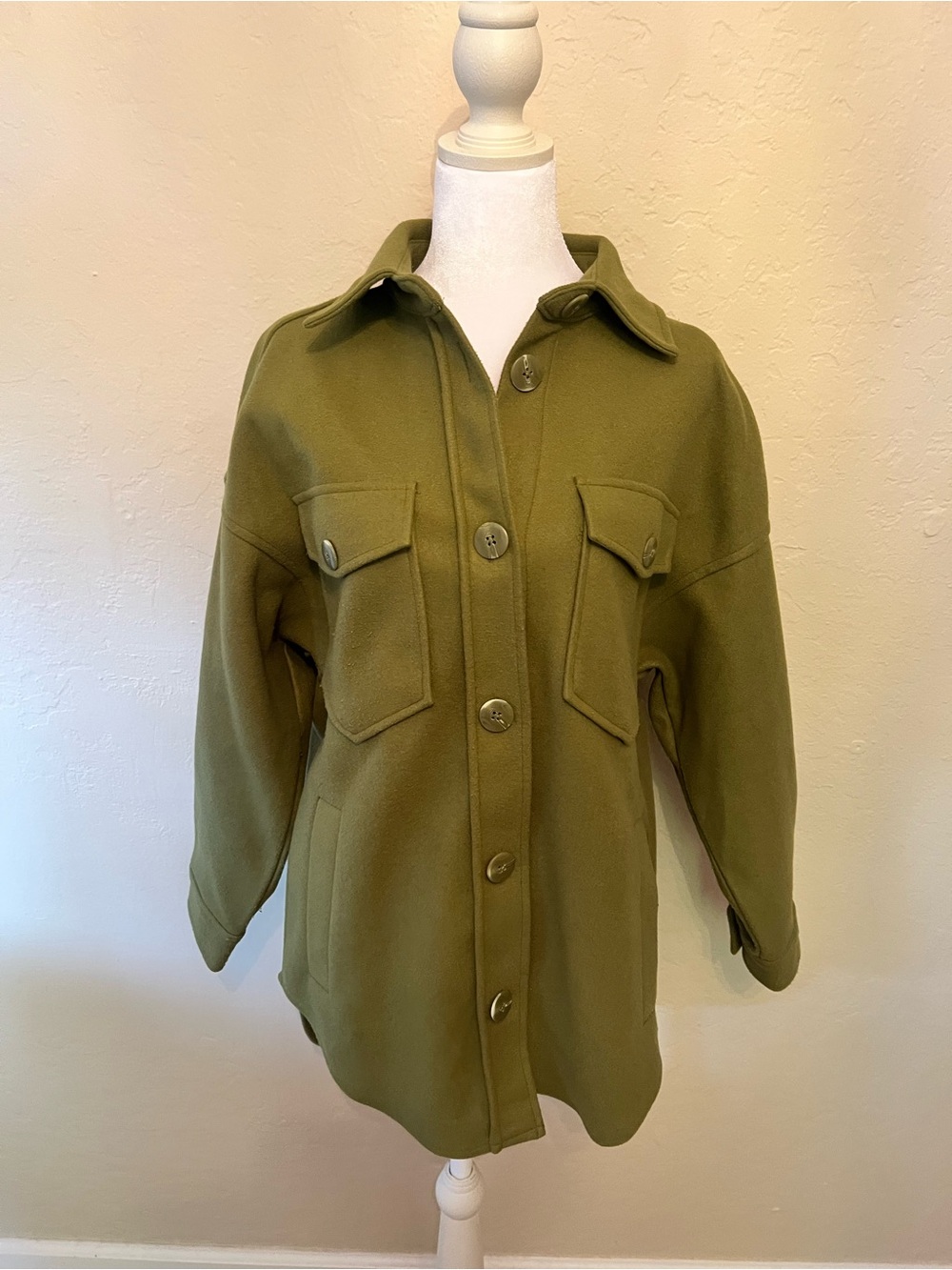 Stradivarius Olive Utility Button-Front Jacket